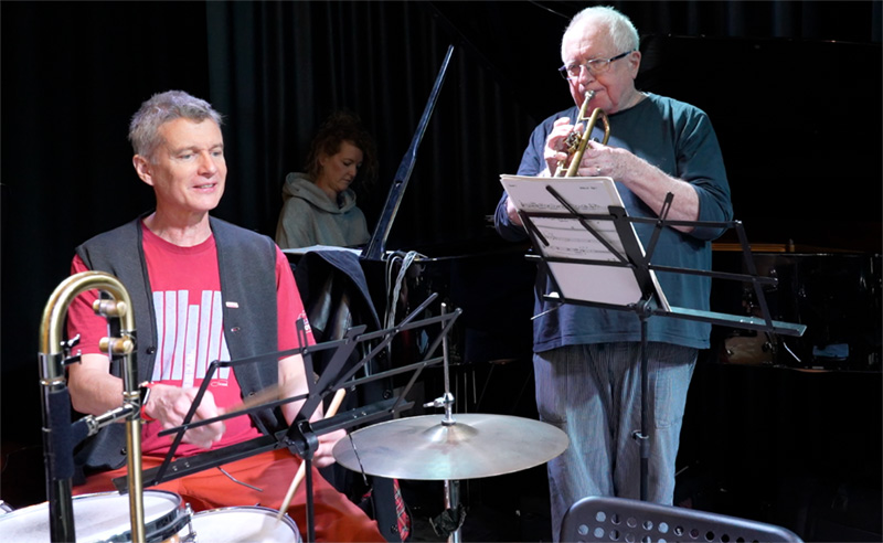 Henry Lowther, Alcyona Mick and Paul Clarvis play Bye Bye Blackbird